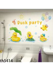1 件卡通鸭子图案墙贴，现代 PVC 家居墙贴，防水贴纸，墙贴，乙烯基家居装饰贴花，春季装饰品让您的家焕然一新，Rama 装饰贴纸 - 11.81*23.62 英寸 - 彩色 - 查看 2