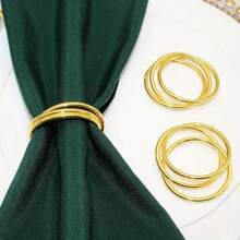 12pcs/6pcs/3pcs/2pcs Metal Napkin Rings, Simple Alloy Napkin Holder Rings For Weddings, Parties, Banquets, Buffets, Gatherings, Birthdays, Thanksgiving, Fall, Table Decor - Gold - View 15