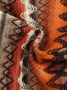 Swimming Summer Beach Geography Printed Strap Triangle Strap Plus Size Bikini Set - Coral Orange - View 5