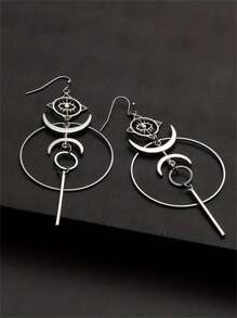 1 paire de boucles d'oreilles vintage à gouttes style lune et œil du mal, un cadeau personnalisé pour les femmes