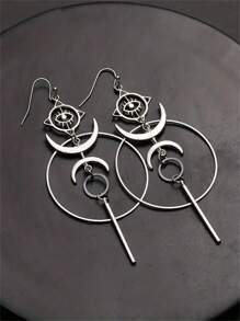 1 paire de boucles d'oreilles vintage à gouttes style lune et œil du mal, un cadeau personnalisé pour les femmes