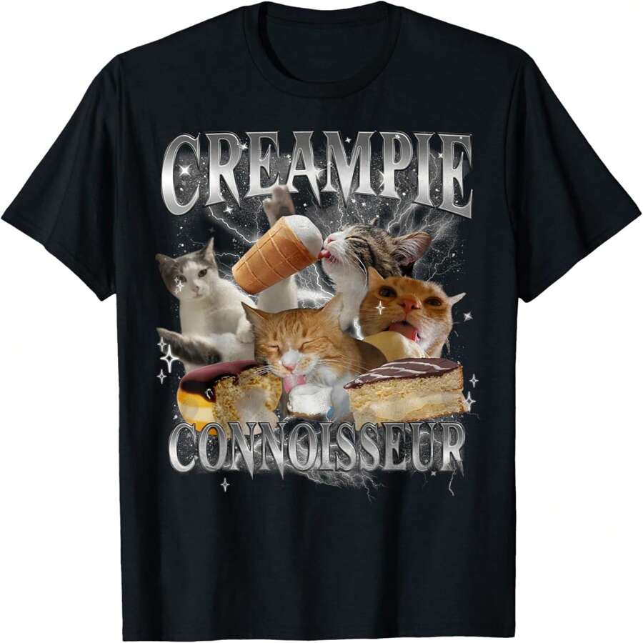 Connoisseur Raunchy Funny Cat Meme Adult Humor T-Shirt - 黑色 - 查看 1