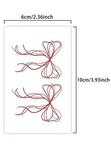 1 件蝴蝶结临时纹身防水防汗逼真仿假纹身男女纹身贴纸适用于手臂、胸部、腿部、腹部、腰部现代人体艺术 - 紅色 - 查看 4