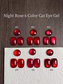annies 16ml/1 conjunto Série Rosas da Noite 6 Cores Esmalte de Unhas Gel Efeito Gato, 2025 Vermelho Cereja Mais Novo Efeito Gato Manicure DIY Unhas - Multicolorido - Visão 6