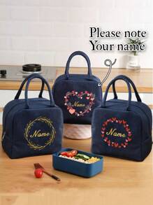 1 Stück personalisierte isolierende Lunch-Tasche mit individuellem Namens-Muster, Kühltasche für Frauen, Studenten Thermotasche für die Arbeit, maßgeschneiderter Thermobeutel für Frauen, isolierte gekühlte Lunch-Box-Tasche für Männer, Picknick-Tasche, Kühlschrankbeutel, Kühltasche mit Kältepack - Blau - Übersicht 5