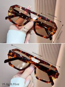 1 件装不对称 Y2K 夏季海滩度假时尚眼镜，撞色波西米亚风，适合夏季海滩度假、户外、旅行 - 豆花茶 - 查看 3