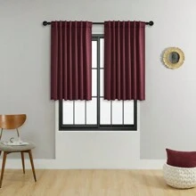 1 buah atau 2 buah Tirai Jendela/Saku Batang dengan Gesper yang Dapat Disesuaikan dan Berbagai Ukuran, Tirai Penghalang Cahaya Hemat Energi Warna Polos untuk Ruang Tamu, Kantor, Dapur, Kamar Tidur - Burgundy - View 27