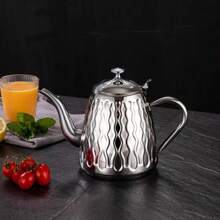 1 pieza Hervidor de té Cabilock para estufa Jarra de vertido en forma de cuello de cisne de acero inoxidable Hervidor de agua para té y café dorado, para exteriores, campamento - Multicolor - Ver 1