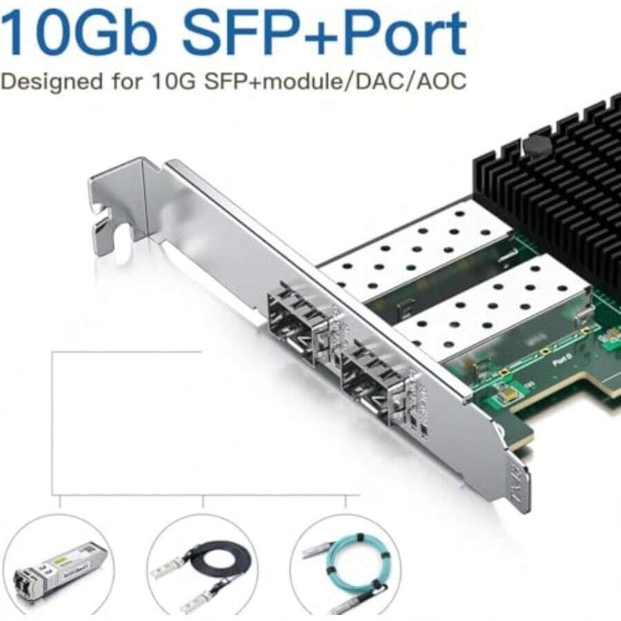 2 Ports 10GbE CNA SFP+ NIC Network Card With Intel 82599ES Controller ...
