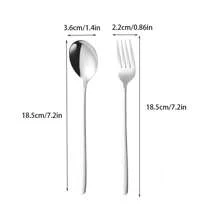 1/2/5/10 piezas Cucharas coreanas de acero inoxidable de mango largo, cucharas para sopa, utensilios de cocina, elegantes utensilios de comedor, artículos escolares