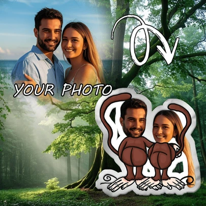 1 Gối hình con khỉ tùy chỉnh - Ảnh cá nhân, Quà tặng lý tưởng cho anh ấy, cô ấy, bạn trai, bạn gái, bố, mẹ, gia đình và bạn bè | Hoàn hảo để trang trí nội thất - Ghế sofa, giường, ô tô, phòng trà, phòng ngủ