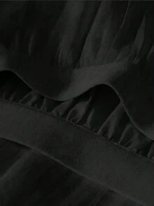 Chân váy chữ A dài ngang gối bằng chiffon màu trơn, cạp chun co giãn, có lớp lót, kiểu dáng thanh lịch, tôn dáng, phù hợp cho mùa xuân/hè, đi làm, đi nghỉ mát. Màu đen. - màu đen - Xem 8