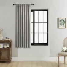 1 件或 2 件可选，捏褶窗帘布套装，可调节尺寸遮光窗帘，遮光房间遮光窗帘，适用于客厅、卧室、办公室、厨房 - 隔热 - 淺灰色 - 查看 25