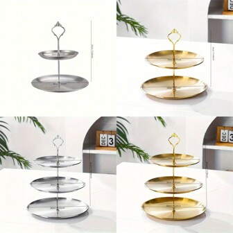 1pc Luxurious Stainless Steel Three-Layer Cake Tray - Elegant Dessert & Snack Server For Gourmet Afternoon Teas, Stylish Party Decor, And Festive Holiday Gatherings