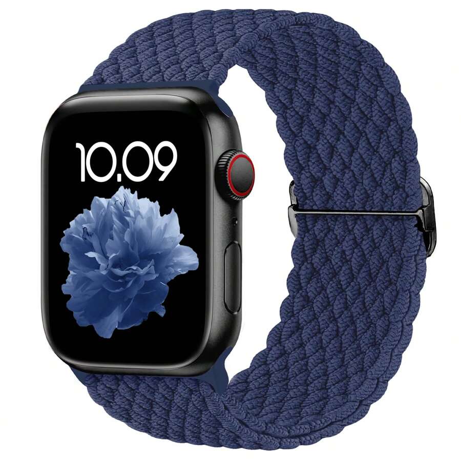 Woven Elastic Single Loop Watch Band, Compatible With 38mm, 40mm, 41mm, 42mm, 44mm, 45mm, 46mm, 49mm Watches, Unisex; Starry Nylon Elastic Strap, Compatible With Ultra 2 Series, 10, 9, 8, 7, 6, SE, 5, 4, 3, 2, 1 Models, Ideal Gift For Back-To-School Students. - Dark Blue - View 1