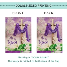 1 件 He Is Risen 春季复活节花园旗帜垂直双面粗麻布欢迎农舍庭院户外装饰，无杆