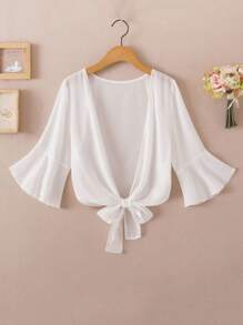 1 件夏季雪纺开衫披肩轻质短款披肩短上衣，百搭吊带裙