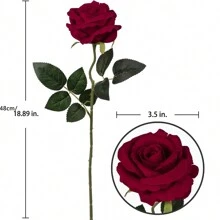 1支/3支/5支仿真玫瑰花，逼真植物，花束，适用于家居装饰、婚礼装饰、春季装饰、房间装饰、厨房、餐厅、卧室、浴室、派对装饰、新年装饰、新娘捧花、DIY花环材料、校园装饰、户外花园 - 紅色 - 查看 3