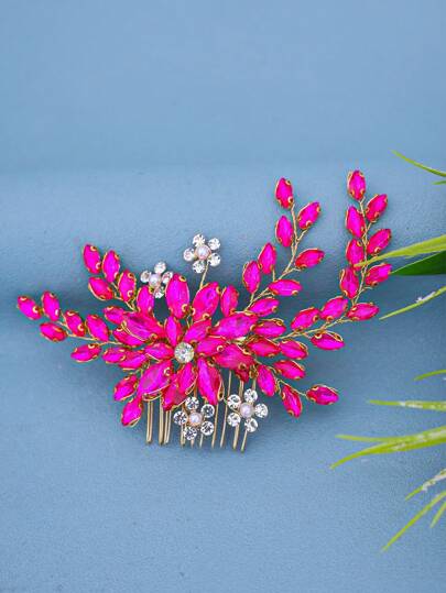 1pc Elegant Rhinestone Women's Hair Comb, Romantic Bridal Wedding Hair Accessory, Princess Party Hairpin Valentine's Day Accessories