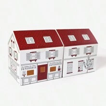 2pcs Creative Red Roof House Nordic Style Colorful Gift Boxes, In Stock Baking Packaging Boxes For Toffee Gifts