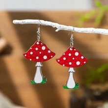 Mushroom & Moon Drop Earrings - Multicolor - View 8