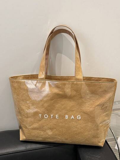 Fashionable Casual Large Capacity Shoulder Bag Waterproof PVC Jelly Handbag Tote Bag Street Retro High-End Outdoor Camping Party Storage Bag, Travel/Business Trip/Holiday, Unisex Student Laptop Bag, Designer Niche Brand, Mommy Bag