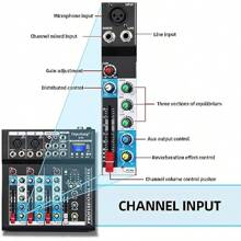 Depusheng HT4 Bluetooth Compatible Professional Portable Digital DJ Console W USB 4 Channel Mixer Audio Interface Mixing Boards For Studio Recording Black - as pic - View 7