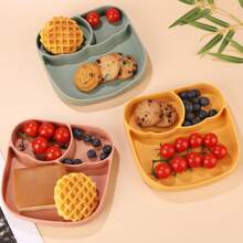 1 pezzo Piatto per bebè e bambini piccoli - Antiscivolo, con super forte quadrupla ventosa - Piatti in silicone con ventosa al 100% per neonati - Piatti divisi per bambini/neonati - Con ventose