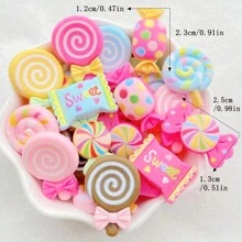 10/20/30pcs Hand-Painted Resin Mixed Color Candy Lollipop Charms - Colorful Flat Back Cabochons For DIY Keychains, Scrapbooking, Wedding Decor & Jewelry Crafts