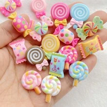 10/20/30pcs Hand-Painted Resin Mixed Color Candy Lollipop Charms - Colorful Flat Back Cabochons For DIY Keychains, Scrapbooking, Wedding Decor & Jewelry Crafts