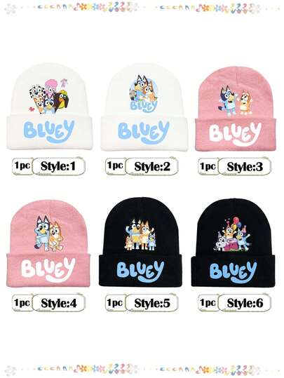  Bluey Cartoon Knitted Hats For Men And Women Cute Hip Hop Men And Women Knitted Hats