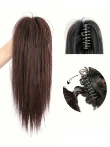 16 Inch Short Straight Natural Dark Brown Ponytail Extensions, Synthetic Clip-In Ponytail Hair Extensions For Women - Multicolor - View 13