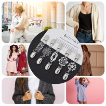 女士复古毛衣开衫领夹、腰带夹、正装衬衫胸针夹、服装胸针夹、女孩腰带夹、围巾夹和胸针套装、日常装扮披肩夹最佳情人节礼物 - 2/3/4/5 件