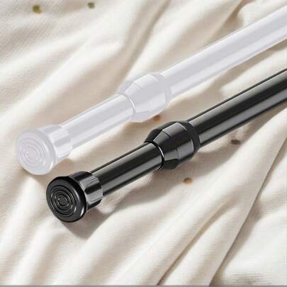 FEPK 1 件黑白条纹可调节张力浴帘杆，直径 1.3 厘米/0.51 英寸，无需钻孔，易于安装，适合浴室、厨房、窗台、阳台、客厅、衣柜、晾衣架房间装饰浴室配件返校浴室装饰