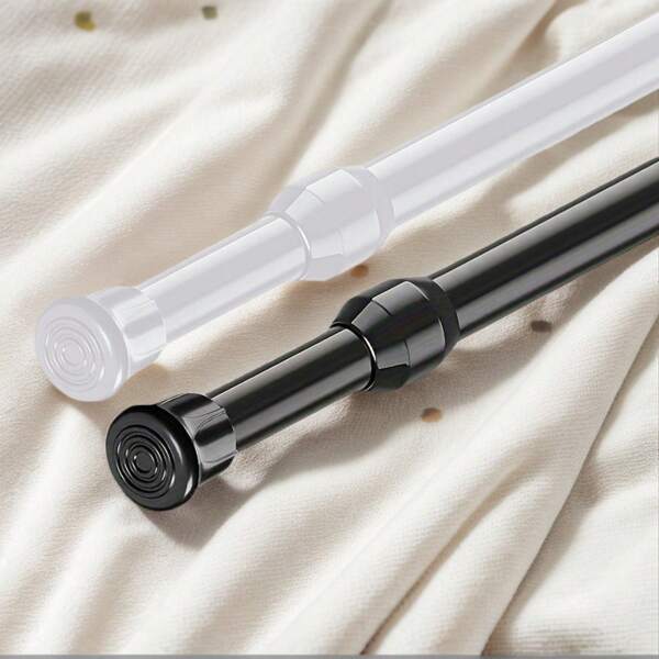 FEPK 1 pezzo Asta per tenda doccia regolabile a righe bianche e nere, diametro 1,3 cm, senza foratura, facile da installare, adatta per bagno, cucina, davanzale, balcone, soggiorno, armadio, stendibiancheria, accessori per la decorazione del bagno, articoli per il ritorno a scuola