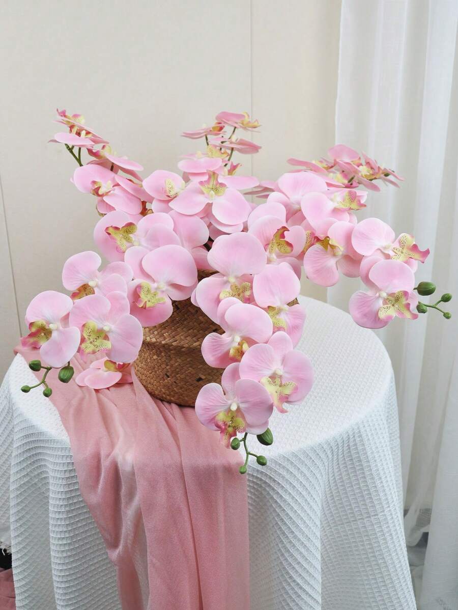 1 件/2 件/4 件人造蝴蝶兰真实触感乳胶兰花带茎植物春季婚礼花瓶室内外装饰完美家居装饰