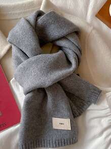 Lenço Tricotado Coreano Cor Sólida Imitação de Cashmere de Borda Dupla Grosso e Quente Xale Lenço para Mulheres e Homens