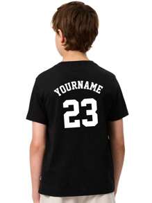 Customize Children's Fashionable T-Shirts, Photos, Gifts, DIY, Add Lucky Math, Text, Double-Sided Design, Multi-Functional, Ornamental, Letter, Stylish, Modern, Colorful, Cute, Adorable, Casual, Custom, Personalized, Unique, Customized, Ideal Gifts For Him, Ideal Gifts For Her - Black - View 3