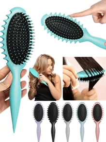 卷发定型刷，卷发刷，2025 新款发型刷，带鳄鱼夹，卷发定型边缘提升造型刷，适用于卷发湿发梳理、塑造和定型卷发，适用于女性、男性、男孩、情人节心形情人节