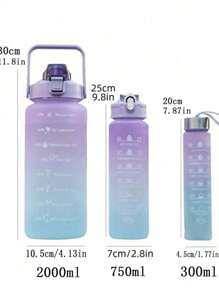 1 件 2L 或 750ml 或 300ml 大容量粉色渐变 PC 水瓶，运动健身便携式吸管杯，适合家庭和旅行户外使用 - 彩藍 - 查看 4