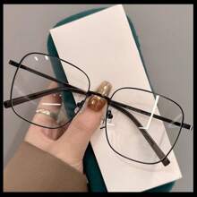 1pc Large Frame Square Plano Lenses Latest Model Glasses Frame, Plain Looking And Slimming, Versatile For Parties And Outings, Korean Version, Face Enhancing And Small Glasses Frame