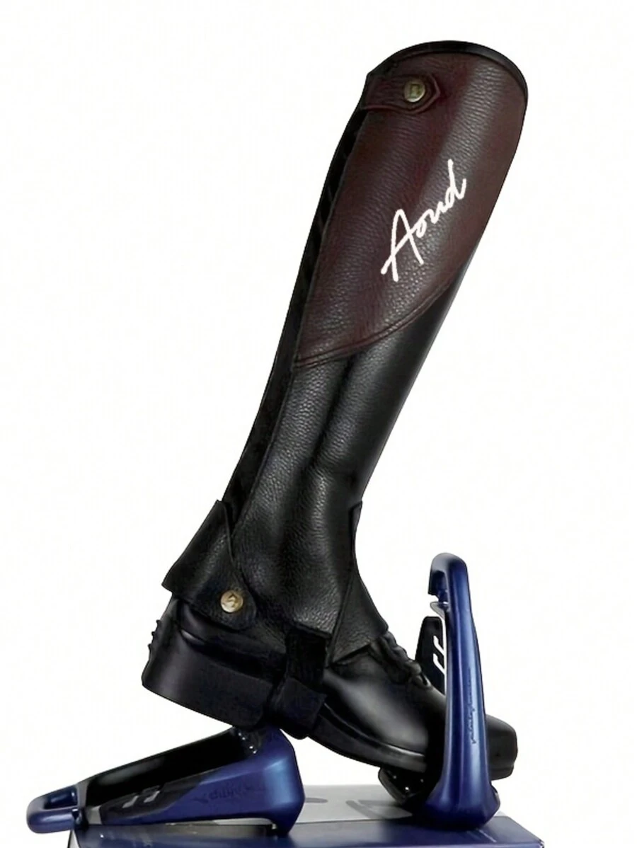 马术护腿全牛皮马术护腿户外运动骑马装备带后拉链和松紧带