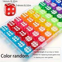 10/30/50/100 件 6 面透明彩色圆边亚克力骰子套装，14 毫米，适用于游戏、派对、节日礼物，10 种不同颜色，适用于棋盘游戏、节日、桌面角色扮演游戏、派对娱乐和数学工具，适合 14 岁以上