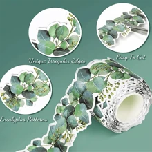 1 Roll Green Eucalyptus Leaf Decorative Border Stickers, Blackboard Bulletin Board Decor Paper, Decorative Border (No Adhesive) Gifts Birthday Graduation Personalised Stickers School Decor School Surprise Dormitory Decor Back To School Home Decor Room Decor School Supplies
