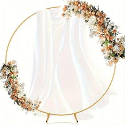 Floral Arch Kit - 1Set Gold Metal Round Party Arch Frame - Sturdy, Easy-To-Assemble Decoration For Weddings, Birthdays, Parties And Anniversaries - Versatile Backdrop For Indoor/Outdoor Celebrations