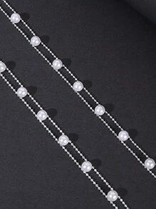 1 对优雅珍珠串珠链文胸肩带 - 彩色 - 查看 8