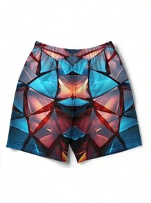 Men's 3D Summer Fashion Fragment Splicing Printed Beach Shorts - Multicolor - View 2