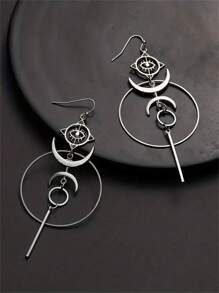 1 paire de boucles d'oreilles vintage à gouttes style lune et œil du mal, un cadeau personnalisé pour les femmes
