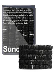 6个装 100% 纯桑蚕丝发圈，真丝发绳，马尾辫发圈，纯色天然发饰，发圈，发绳，头饰