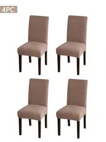4pcs/Set L Size Corn Plaid Pattern Chair Cover, Full Stretch Thickened Chair Slipcover, Suitable For All Seasons, Comfortable & Soft, Dirt & Scratch Resistant, Suitable For Hotel, Restaurant, Party, Office - Camel - View 6